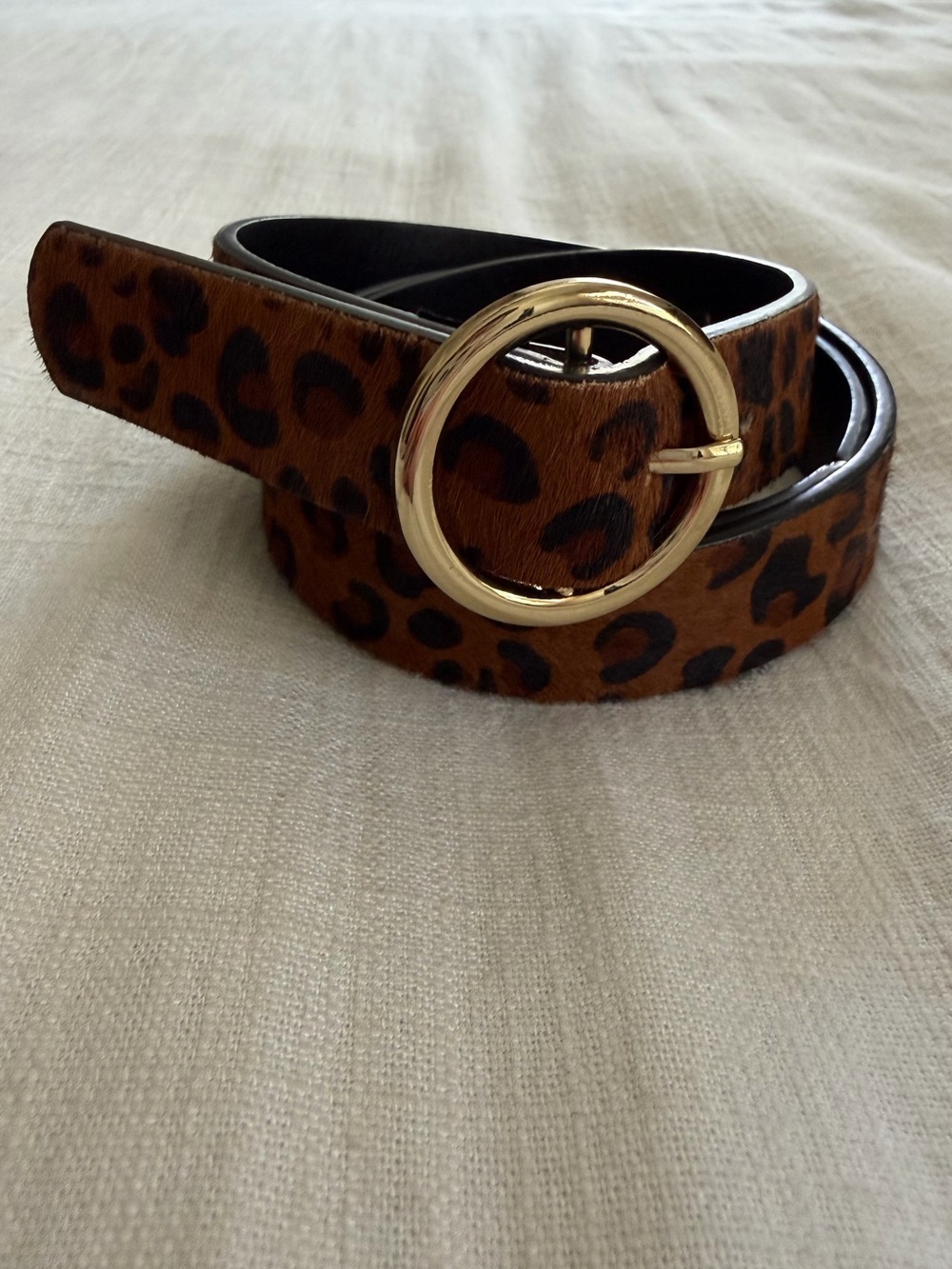 Zara Ponyhair‎ Cheetah Print Leather Belt Size Large